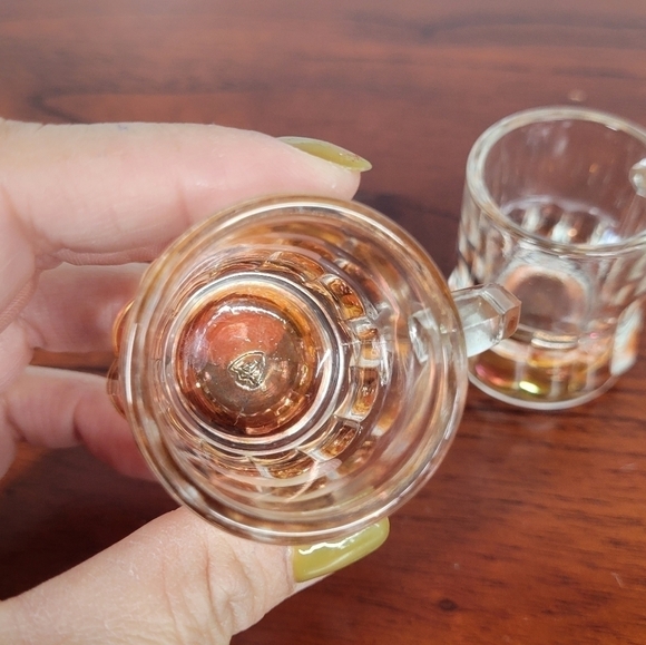 Set 2 Vintage Federal Glass MINI BEER MUG SHOT GLASS Amber Bottom MCM 1950s - Picture 5 of 16